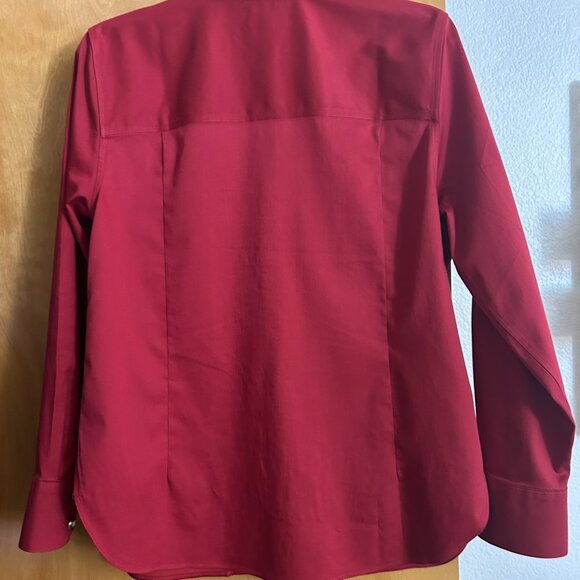 Chico's Women's Button-Up Long Sleeve Shirt Maroon Size 1 Rhinestone Button - Picture 3 of 3